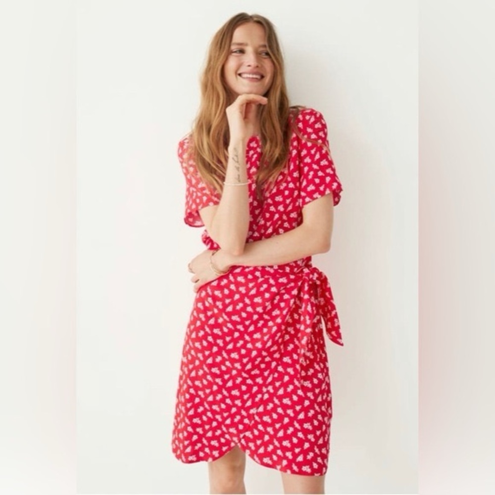 & Other Stories Knot detail mini dress, wrap dress, red florals